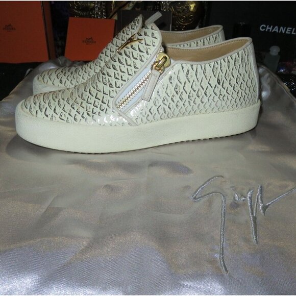 Giuseppe Zanotti Python Embossed Italian Leather Devon Skate Shoes Sneakers 39 8 - Picture 1 of 9